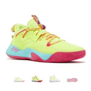 Harden step back 3 ‘Solar Yellow Shock Pink’ adidas basketball hoops.